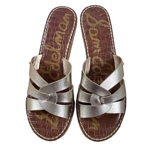 Sam Edelman ~ Raynere Gold Leather Wedge Sandal  Size 8.5 - Picture 1 of 10
